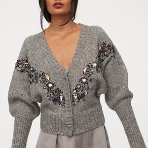 NWT H&M Jewel embellished Wool-Blend Cardigan